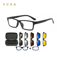 VCKA Square Polarized Magnetic Clip on Sunglasses Men Optical Prescription Glasses Woman Myopia Custom Hyperopia Eyewear