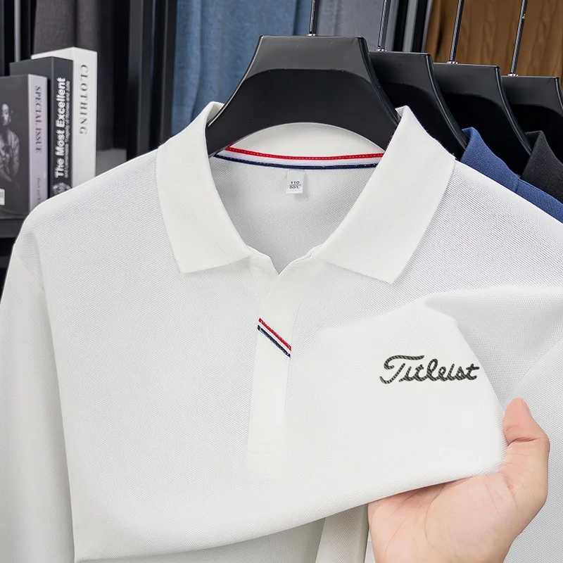 Trendiges Frühling-Herbst-Komfort-Herren-Polohemd mit Print, Original Warmes Einfarbiges Langarm-T-Shirt, Lässige Pendler-Herrenbekleidung – Detail 4