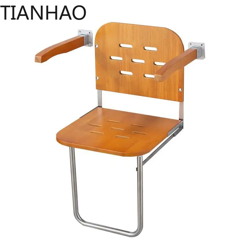 Wall Mounted Folding Shower Chair - Elderly &Pregnant Women Bath Seat Space-Saving Foldable Bathroom Stool with Anti-Slip Design