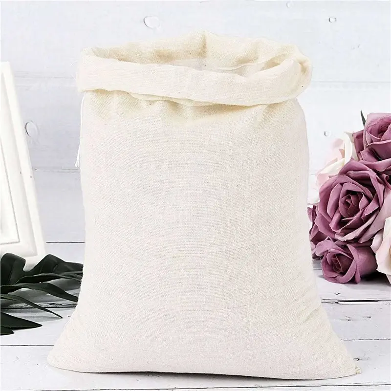 【THANKSGIVING DAY】60 Pieces Large Muslin Bags Cotton Drawstring Bags,Tea Brew Bags (8 X 12 Inches)