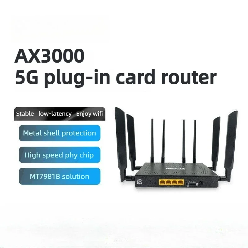 Gigabit 5G SIM Router Openwrt Fireware Watchdog 1200Mbps 3LAN 2.4G 5.0GHz Dual-band Router 8 Wifi Antenna Hotspot for 64 Devices
