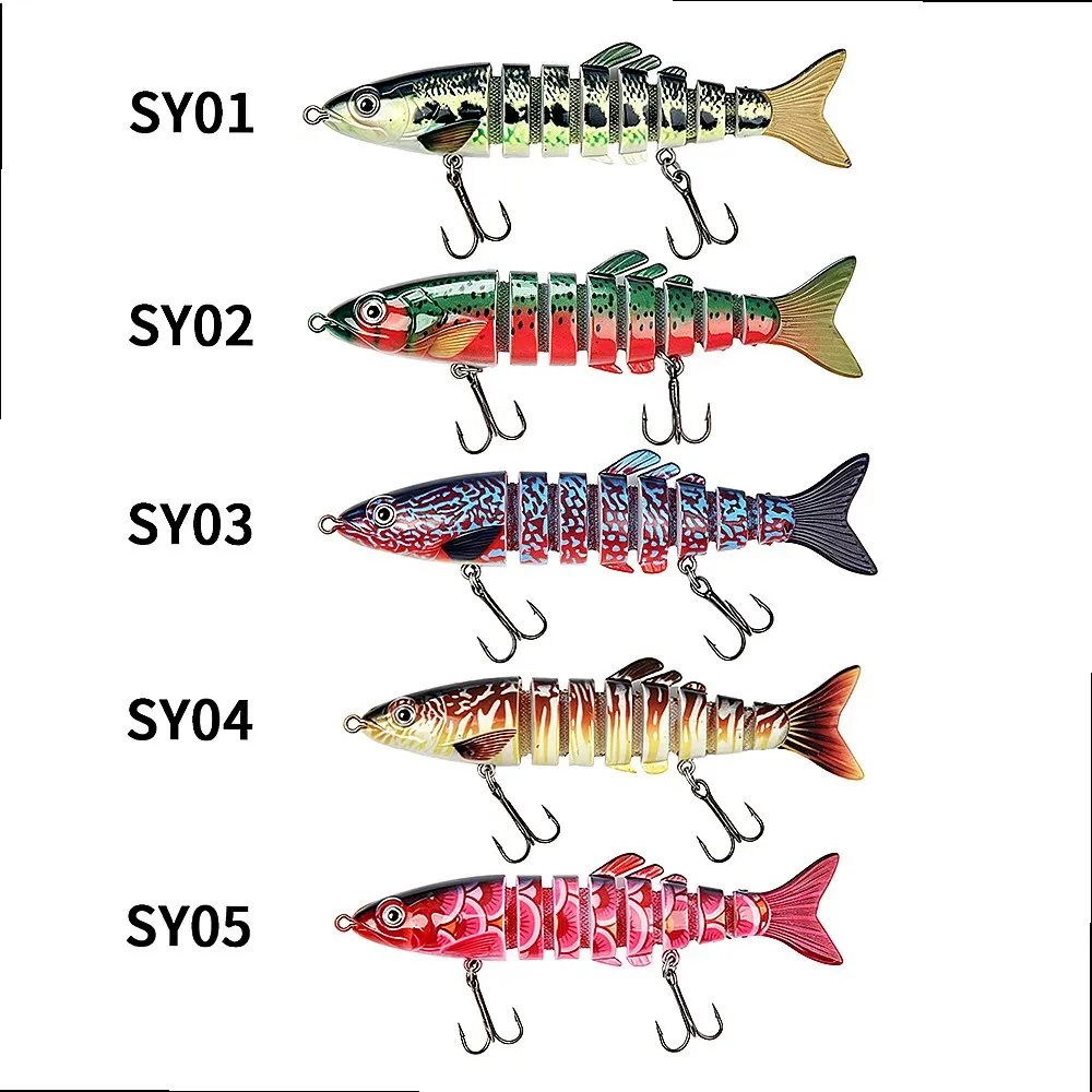 8-Segment Swimbaits 3pcs/5pcs 16g YQCCK Slow Sinking Lifelike Treble Hooks Saltwater Lake Trout