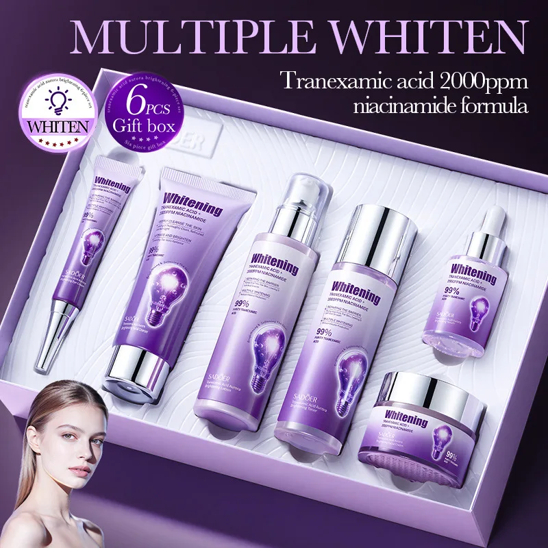 chuanming-acid-aurora-radiance-six-piece-moisturizing-hydrating-whitening-and-spot-removing-skin-care-set