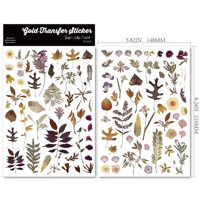Ästhetische Herbstblatt-Aufkleber zum Reiben, Glasbecher, Deko, Bastelbedarf, Scrapbooking, braune Pflanze, klare Übertragung, DIY-Aufkleber