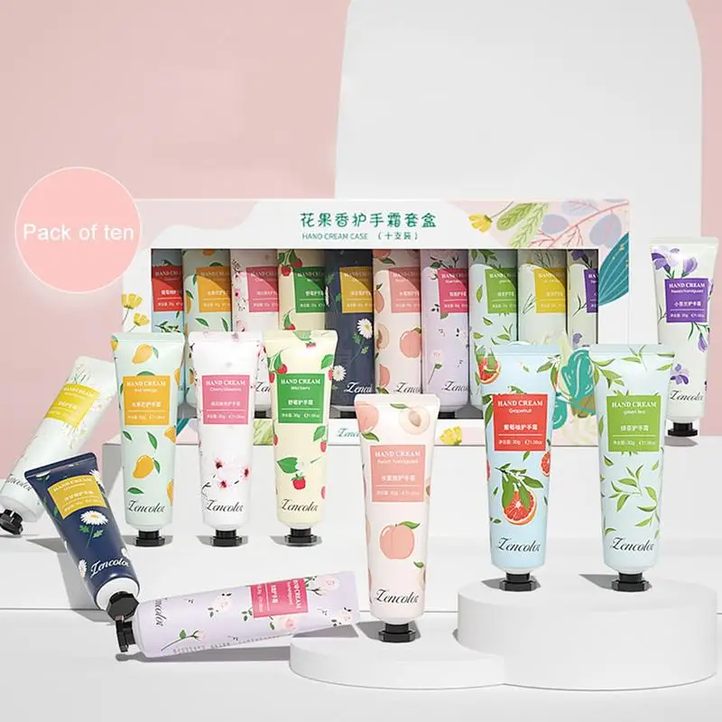 10pcs Hand Cream Gift Set 10 Favor Scented Hand Lotion Winter Family Moisturizing Repair Anti Dry Hand Lotion Sets For Men Women