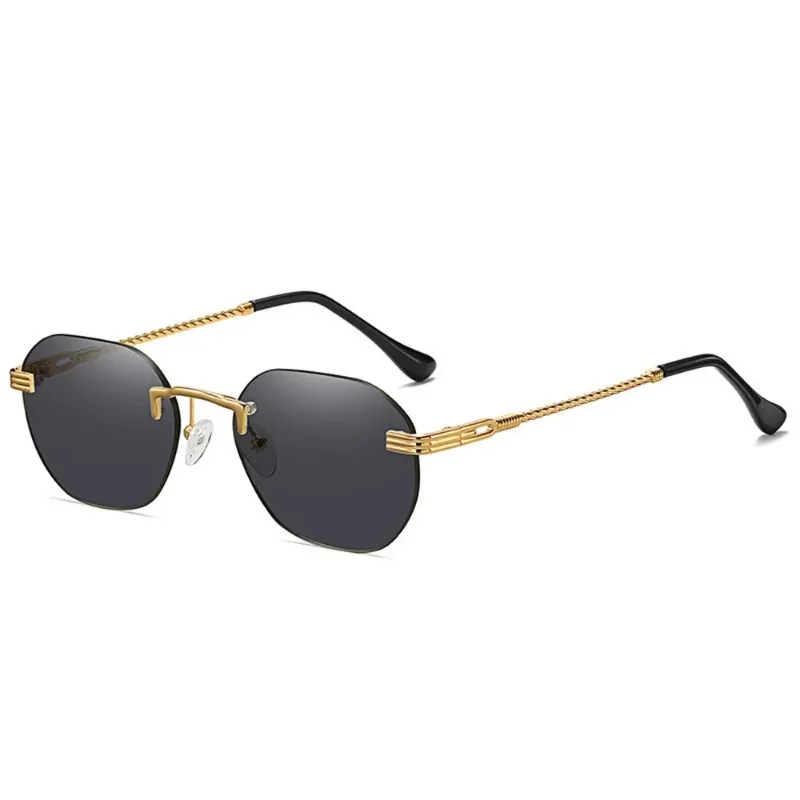 

Men's Round Sunglasses Retro Metal No Border Gold Brown Classic Punk Sun Glasses Fashion Women Driveing Designer Eyewear UV400