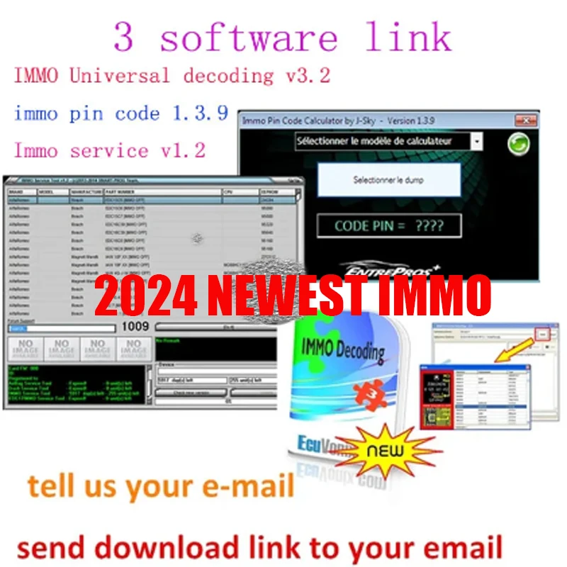 NEWEST IMMO SERVICE TOOL V1.2+IMMO Universal Decoding 3.2 with free keygen+IMMO Pin Code Calculator V1.3.9 +install video guide