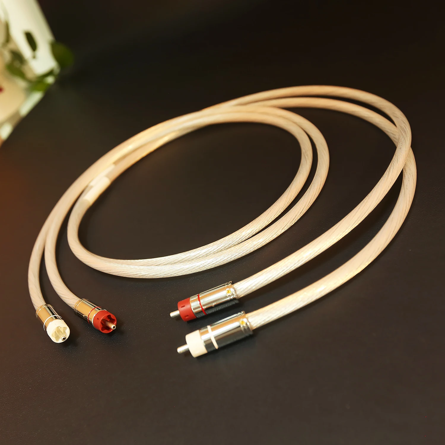 Pair OCC Silver Plated RCA Audio Interconnect Cable HiFi 2RCA to 2RCA Signal Wire Audiophile Grade Cord for Amplifier CD Player