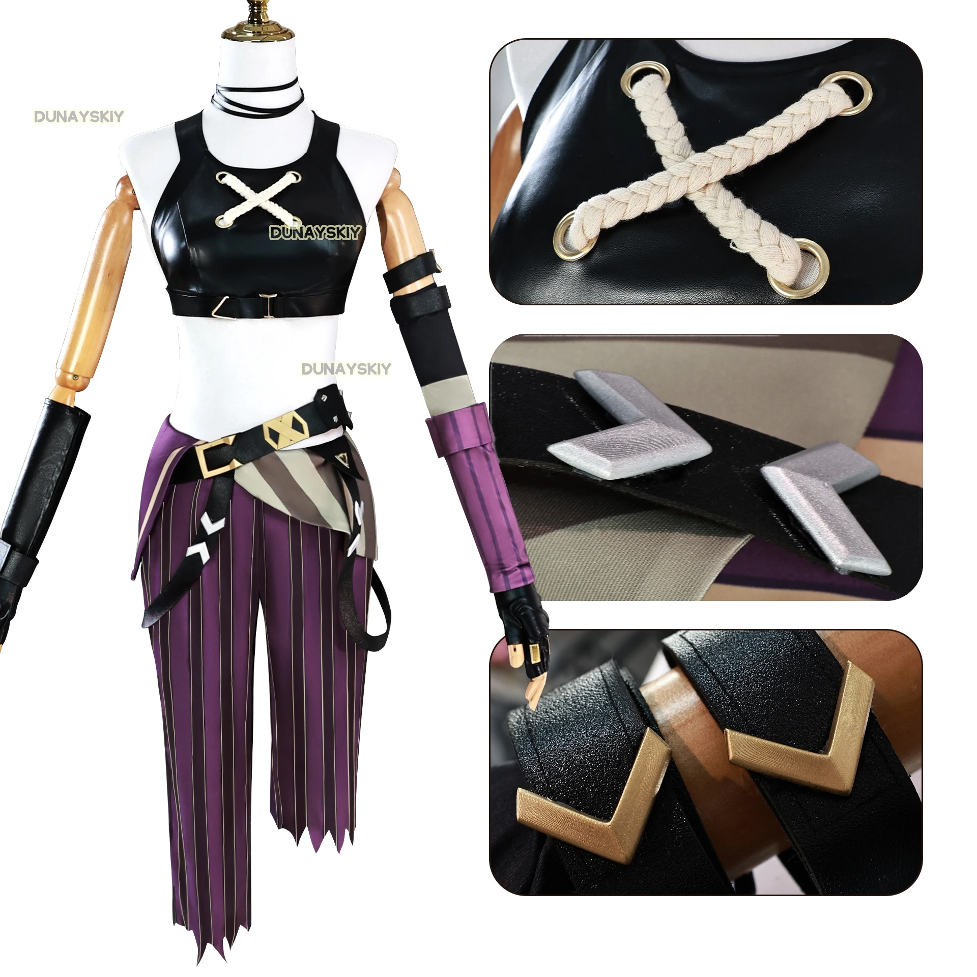 LOL Jinx Cosplay Costume, Anime Arcane, Tenues Uniformes, Perruque 130cm, Halloween, Carnaval, Trempé, Haute Qualité