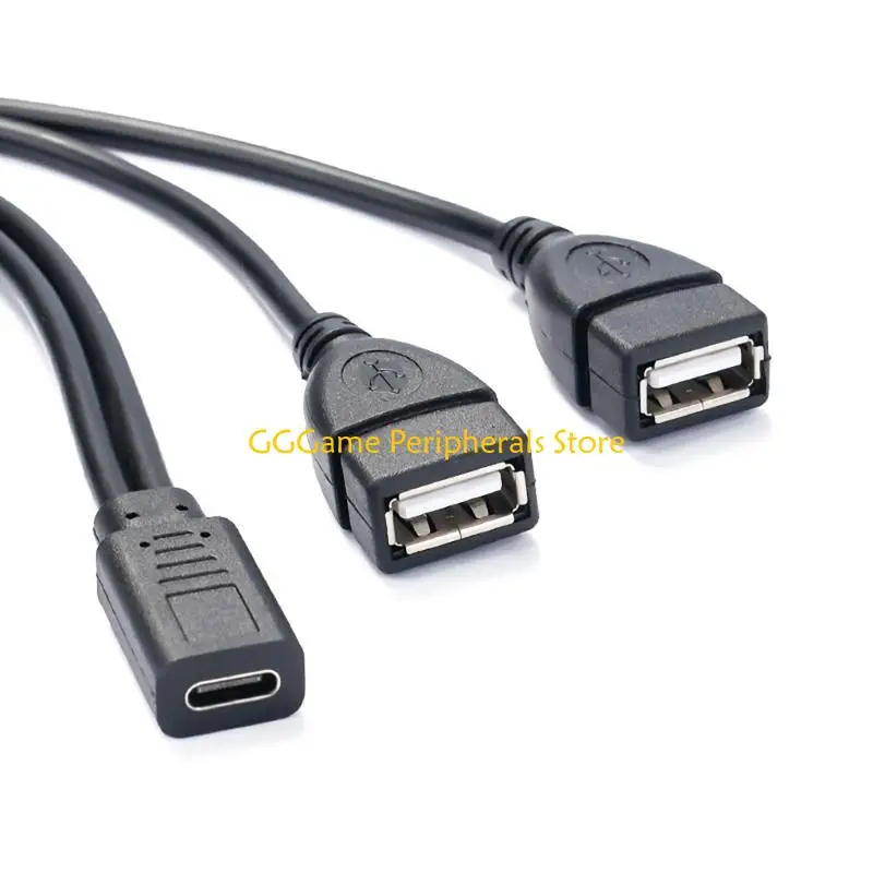 U55B 30 سم نوع C إلى خط شحن أنثى USB مزدوج 5 فولت 3 أمبير سلك إمداد الطاقة لا يدعم البيانات للهواتف الذكية والأجهزة اللوحية #4