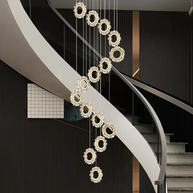 YECTSKI-Lustre LED Circulaire Moderne, Lampe Créative, Tour de Table, Escalier, Salon, Chambre, Cuisine, Designer