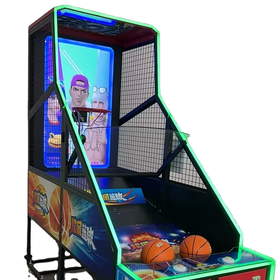 Neofuns Indoor Coin Operated Screen Basketball Hoop Shooting Arcade Basketball Game Machine