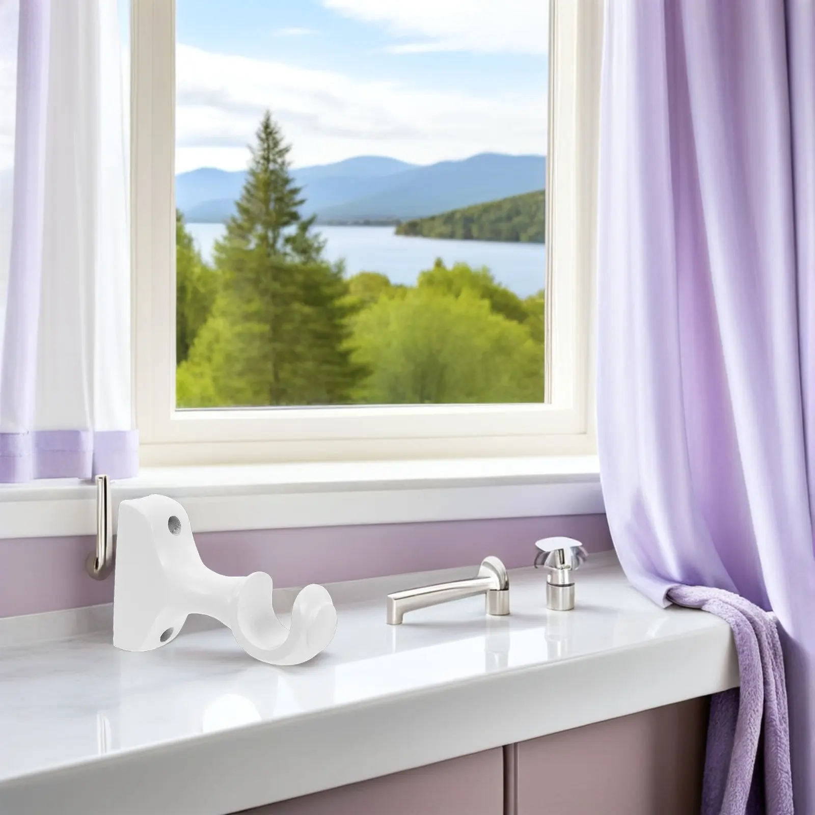 2Pcs Wood Curtain Rod Brackets Natural Finish Window Drapery Rod Wall Mount Support Holders for Bedroom Living Room Bathroom
