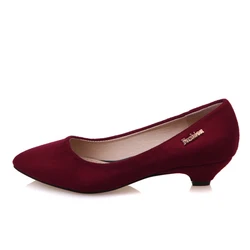 Casual Low Heels Shoes Women‘s Pumps Fashion Flock Red Grey Black Heeled Party Office Wedding Shoes Ladies Large Size 48 Comfort