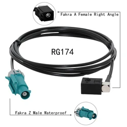 Fakra A Female Right Angle to Fakra Z Male Waterproof Connector Pigtail Cable RG174 1.5m