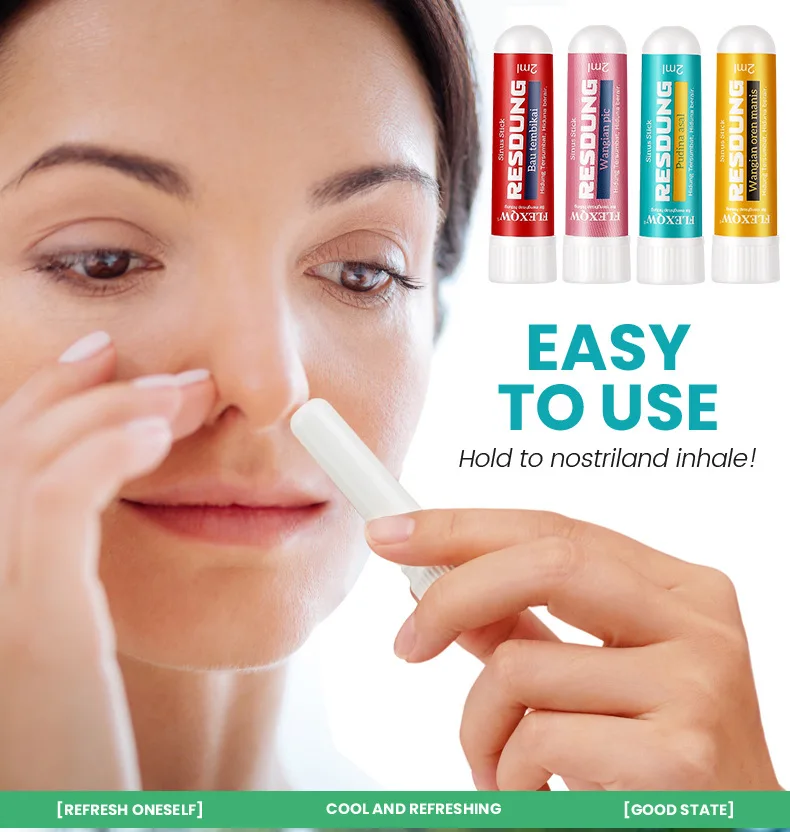 4pcs Cooling Oil Bar Menghisap Hidung Refreshing Stick Nasal Suction Nasal Congestion Efreshing and Prevent Drowsiness