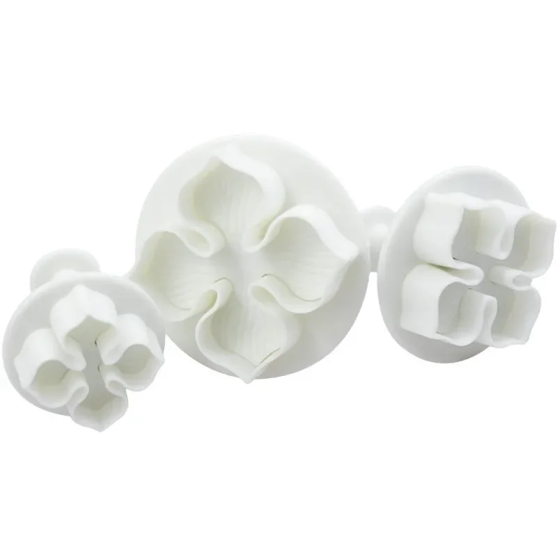 3Pcs/Set Silicone Hydrangea Fondant Cake Decorating Plunger Cutter Flower Blossom Mold Home Cake Tools