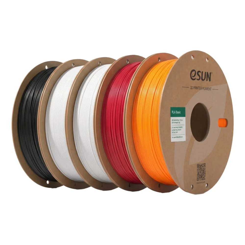 ESUN 5KG PLA-Basic 3D-Filament-Bündel 5-Farben-Set Bestes Preis-Leistungs-Verhältnis für Anfänger Verstopfungsfrei Einfaches Drucken Starter-Kit für FDM-Drucker