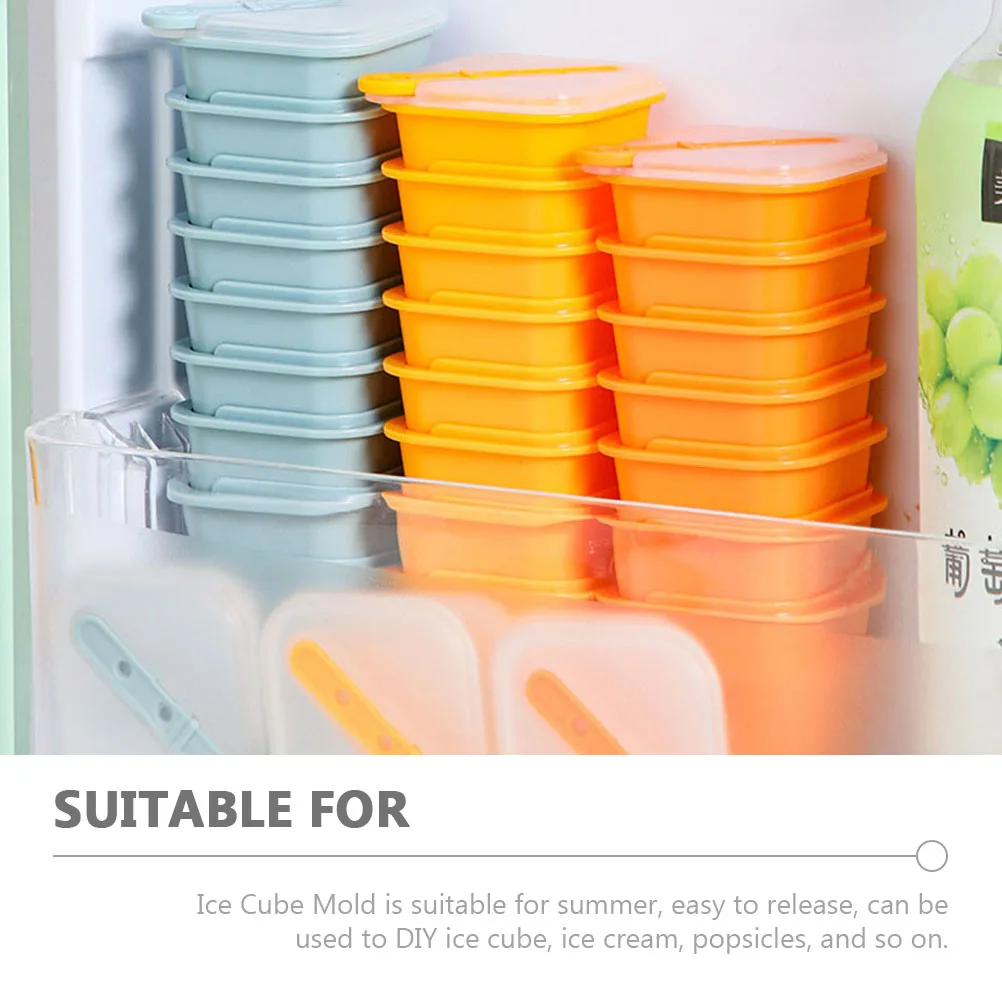 

12Pcs Ice Cube Mold Lid Safe Material Reusable Easy Clean DIY Popsicles Ice Cream Mold Sticks Home Supply Home Supply