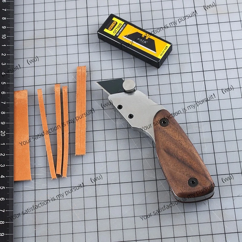 Trapezoidal leather knife, handmade DIY leather goods, black walnut handle 0 shaking 0 deformation