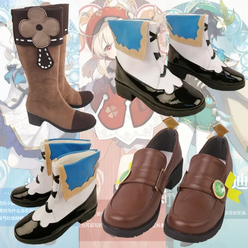 Anime! Genshin Impact Klee Vinti Barbara Cosplay Chaussures pour hommes et femmes, Bottes de jeu de rôle, Mode, Haute qualité, Taille 35-44, Nouveau, 2021