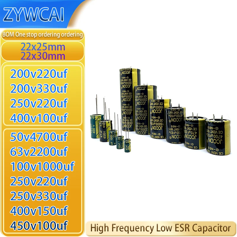 2PCS 63v 50v 100v 200v 250v 400v 450v 22x25 100uf 150uf 1000uf 2200uf 4700uf 220uf 330uf 22x30 capacitor