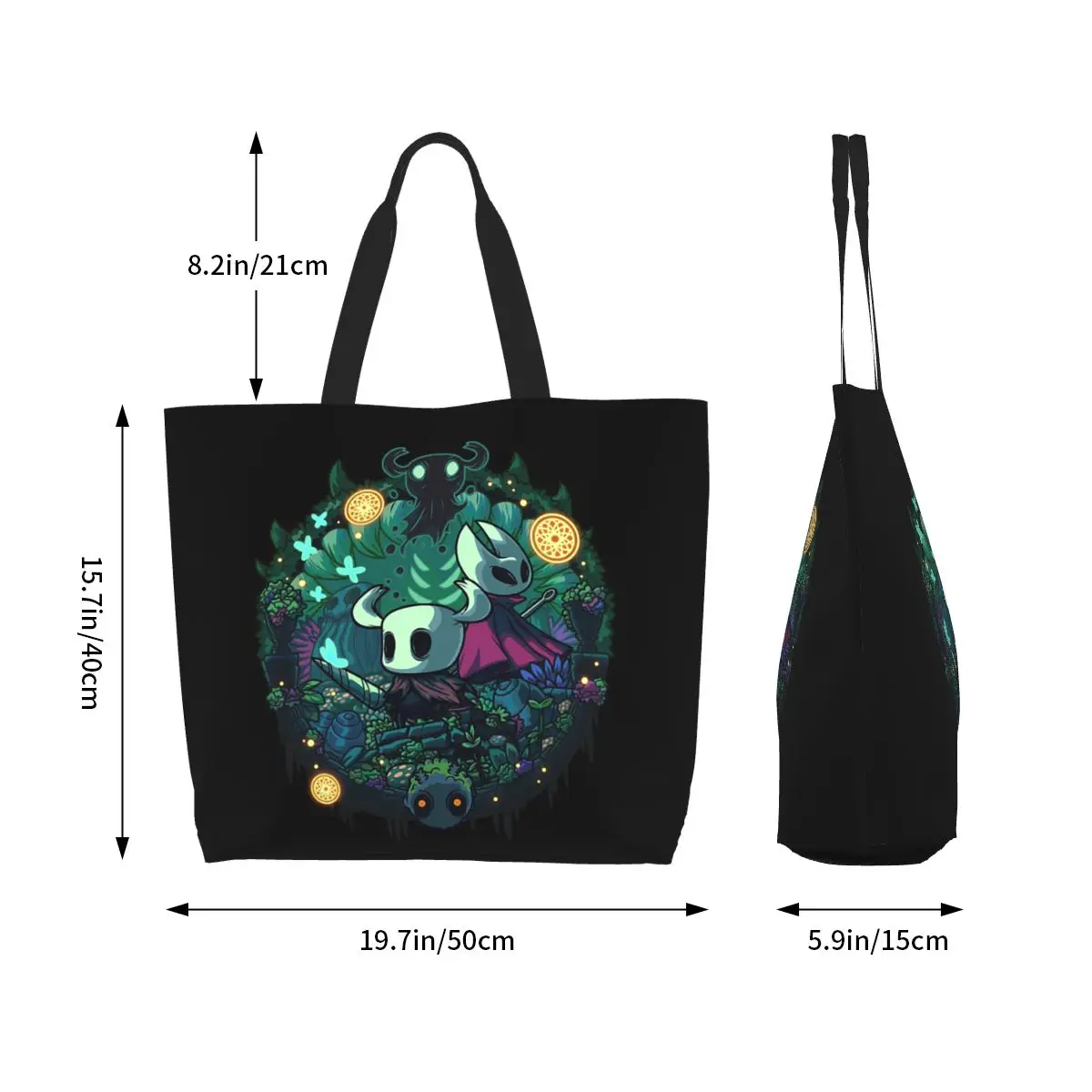 Hollow Knight Shopping Tote Bag Canvas Large Capacity Shoulder Bags Shopper Grocery Handbag for Women