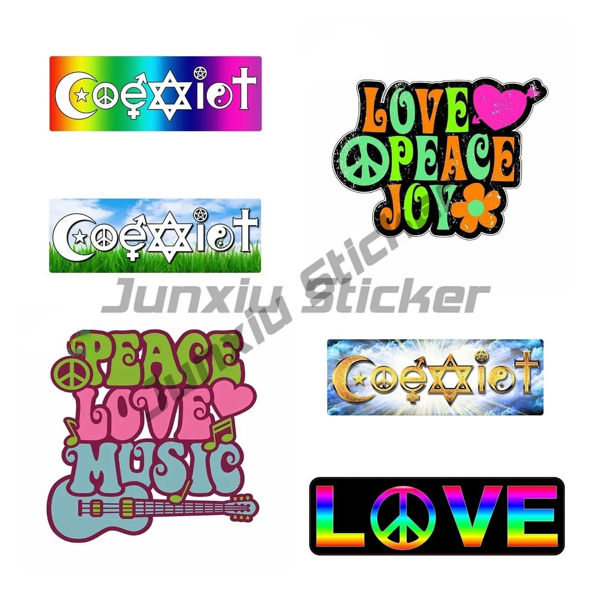 

Personality Car Stickers Im Mainly Peace Love and Light Hippie Waterproof RV Motorcycle Surfboard Decal Laptop Decoration
