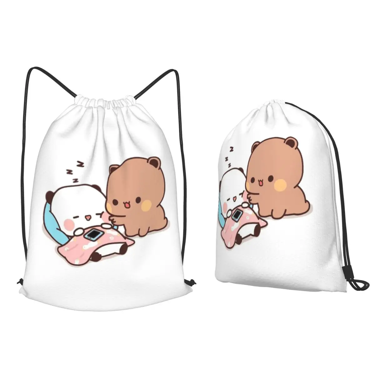 Peach And Goma Bubu Dudu Balloon Backpacks Casual Drawstring Bags Sundries Bag Book Bags for Travel School