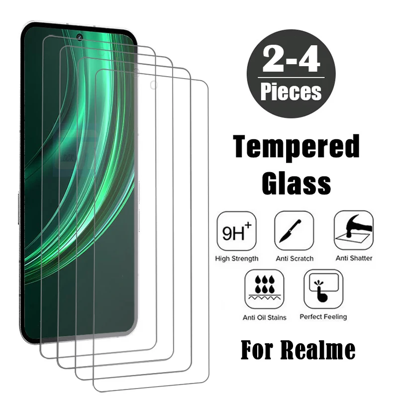 

2-4Piece Tempered Glass for Realme 13 12 11 10 9 Pro Plus 4G 5G Screen Protector for Realme Narzo 70 Turbo N65 N63 N61 N53 Glass