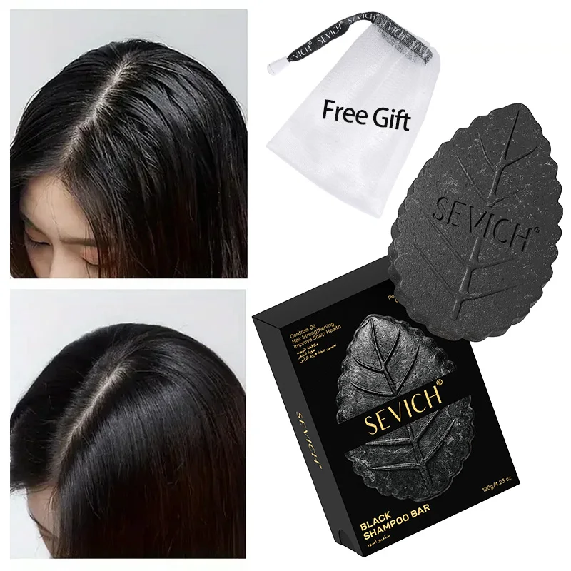Black Shampoo Soap Bar Gray Hair Coverage Shampoo Soap Organic Herbal Darkening Soap Hair Repair Dry Damaged Hair Cleaning Care view 5