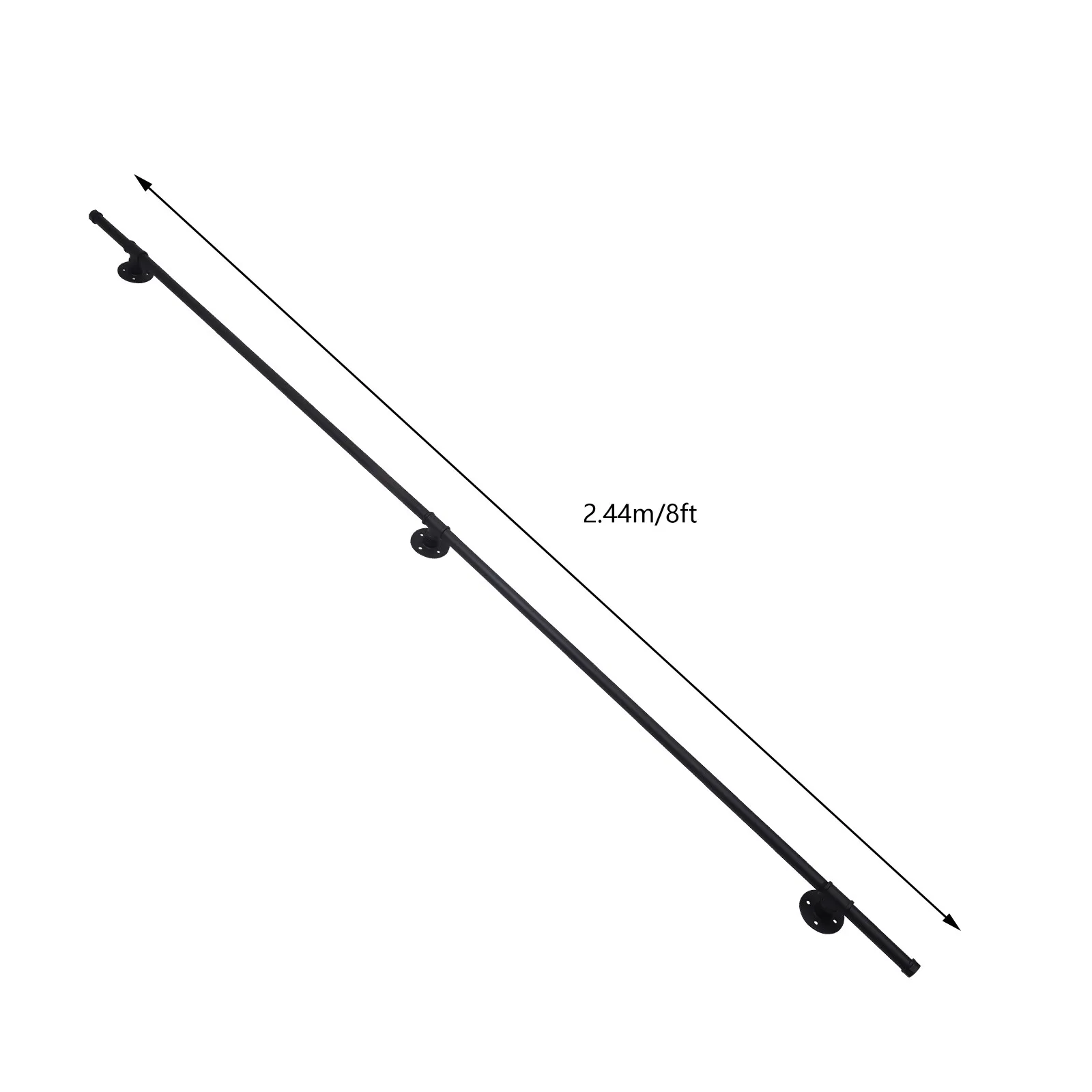 2.44m/8FT Black Iron Handrail Steps Retro Outdoor Indoor Stair Railing Hand Rail Kit