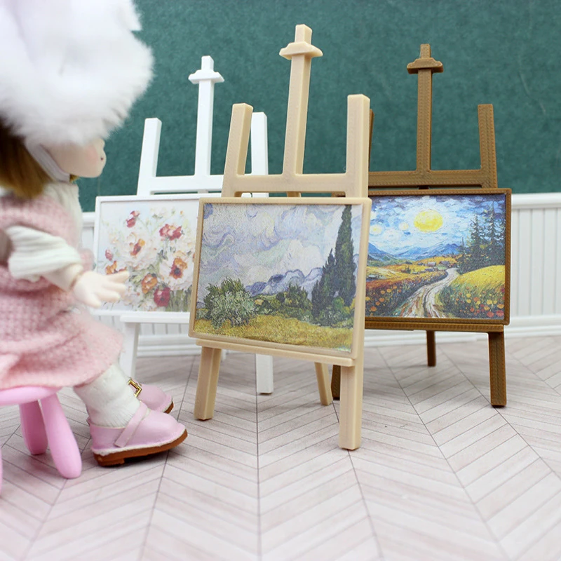 1:12 Dollhouse Miniature Easel Art Easel Oil Painting Display Stand Home Room Decor Dolls House Micro Scene Construction Prop