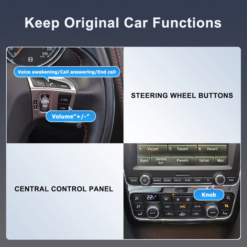 وحدة ترقية تلقائية CarPlay وAndroid لسيارة Bentley Flying Spur/Continental 2012-2017 التوصيل والتشغيل والتحكم الصوتي
