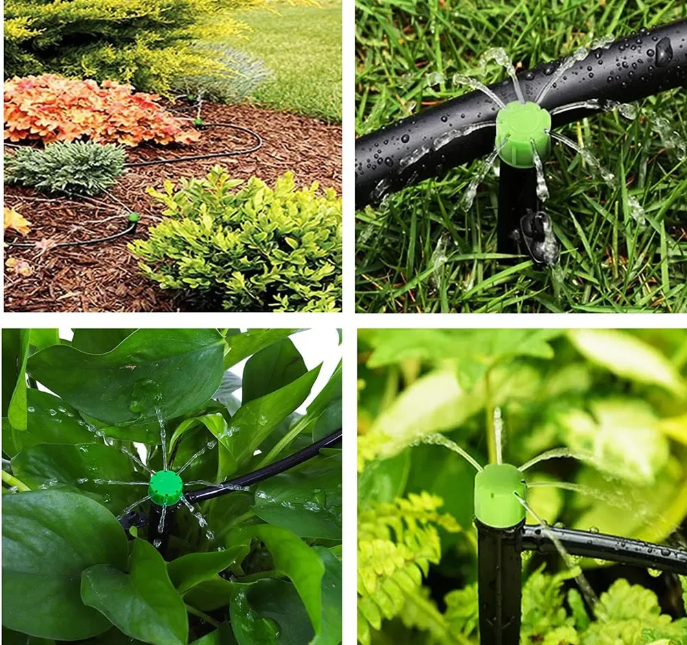 10pcs Drip Irrigation Emitters Adjustable 360 Degree Water Flow Drippers Sprayer for House Garden Watering System