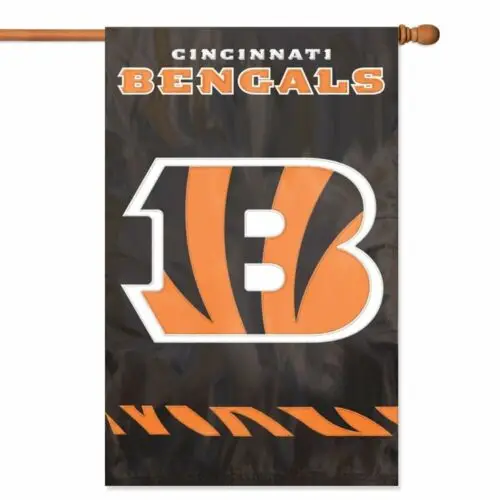 CINCINNATI BENGALS House Banner Flag PREMIUM Outdoor DOUBLE SIDED Embroidered