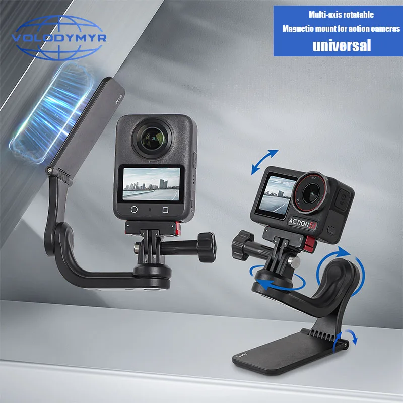 

VOLODYMYR Universal Magnetic Mount for Insta360 X5/Pocket 3/OSMO Action 5 Multi-axis Rotatable Stand Bracket Action Camera