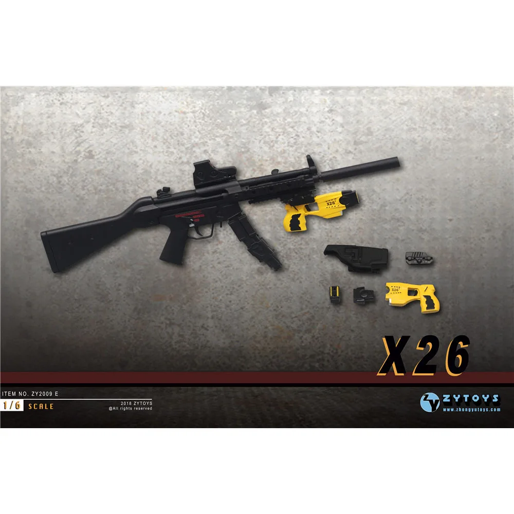 ZYTOYS 1/6 échelle Taser X26 modèle en plastique pistolet noir jaune 3.2CM ZY2009E pour 12 ''Aemy soldat militaire figurines jouet