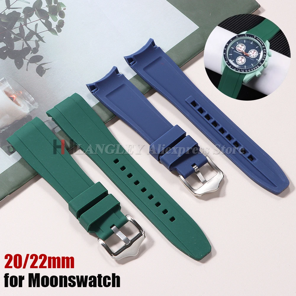 20mm 22mm Rubber Strap High Quality Curved End Silicone Watch Band for Omega for Swatch Moonswatch Bracelet Waterproof Wristband