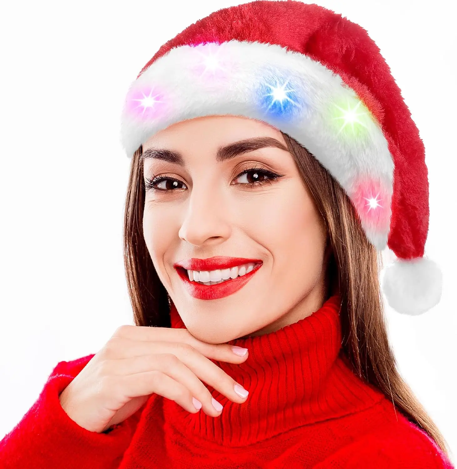 قبعة سانتا LED تضيء قبعة عيد الميلاد للأطفال والكبار، ديكور حفلات عيد الميلاد المضحك، هدية تنكرية للعطلات لمهرجان الشتاء والعام الجديد