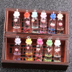 10pcs Wishing Drifting Bottle Pendant Colorful Dried Eternal Flower Glass Charms Jewelry Making DIY Necklace Earring Accessories