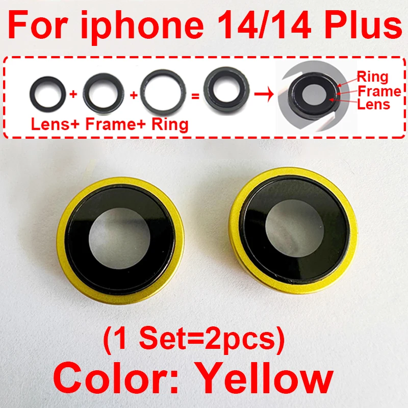 

Стеклянная крышка камеры с металлическим кольцом для iPhone 14 Plus 14 Pro 14 Pro Max, объектив задней камеры с кронштейном рамки