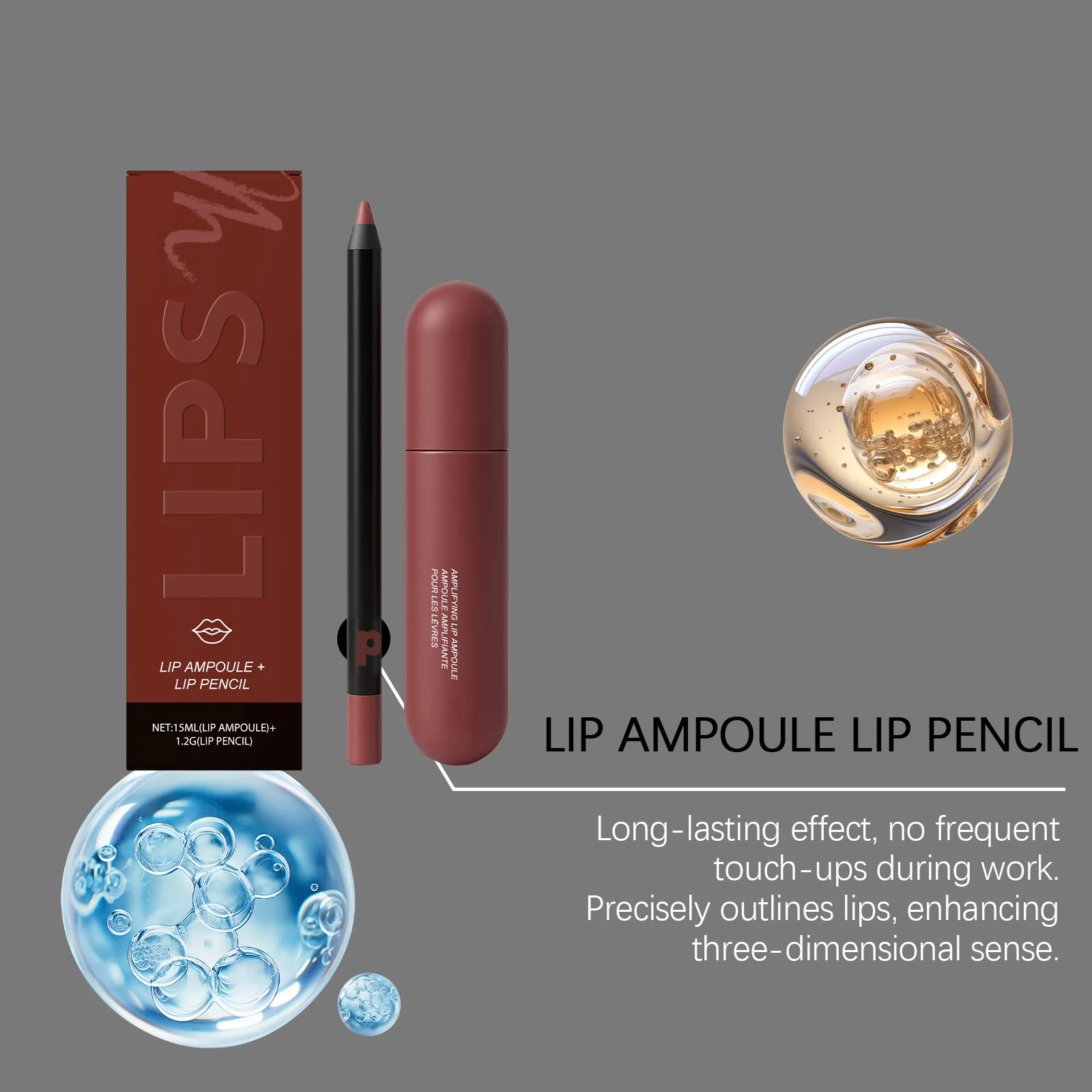 ชุดลิปคอมโบ พร้อมดินสอเขียนขอบปาก ลิปกลอส ติดทนนาน ชุดบำรุงริมฝีปาก ให้สีสัน ชุ่มชื้น ดูอวบอิ่ม 2 in 1 ลิปสติกแต่งหน้า