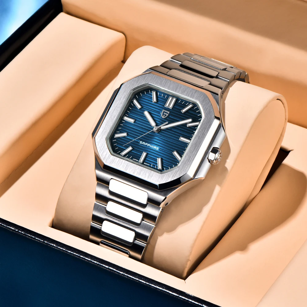 2025 جديد باجاني تصميم العلامة التجارية ساعة رجالي كوارتز الياقوت مرآة مضيئة ساعة مناسبة للحركة اليابانية ساعة مقاومة للماء