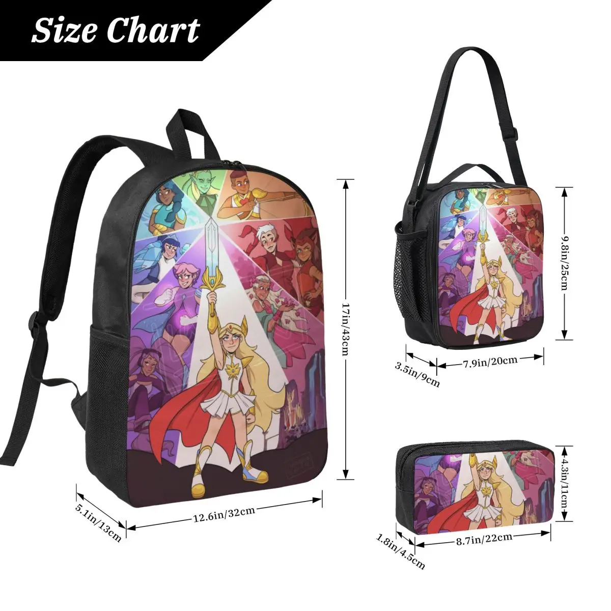 She-Ra And The Princesses Of Power  Backpack Lunch Box Pen Bags for Boys Girls Kindergarten Backpacks School bag Bookbag Set