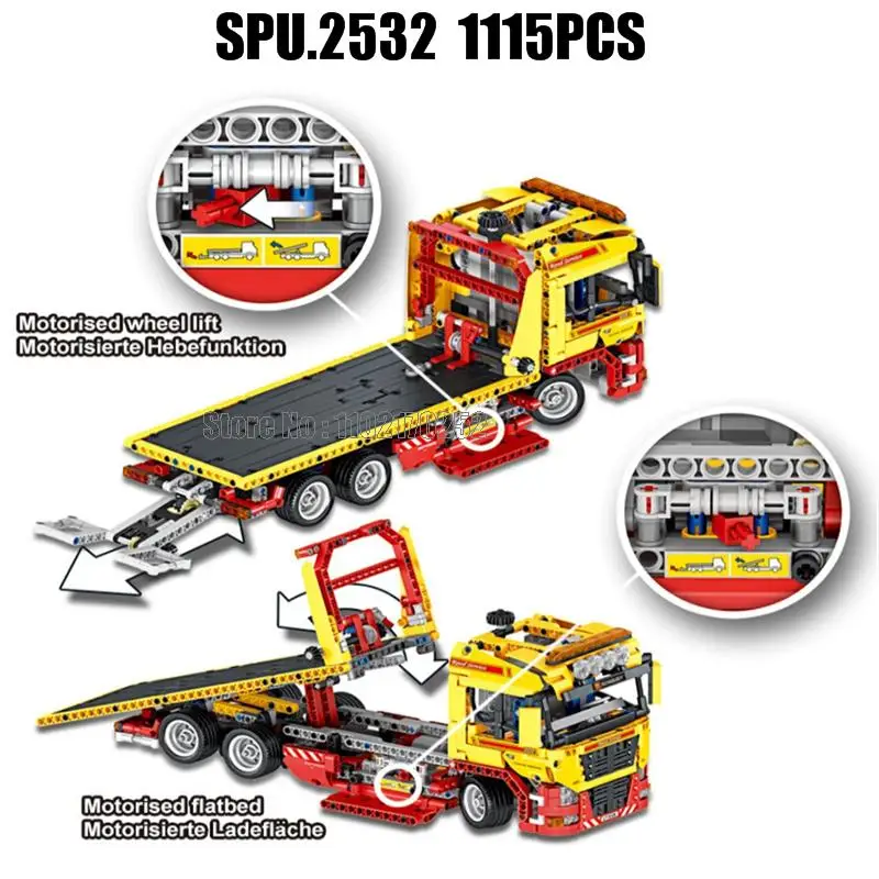 1115pcs Technical Flatbed Truck With Motor Battery Power Function Building Block 8109 Toy