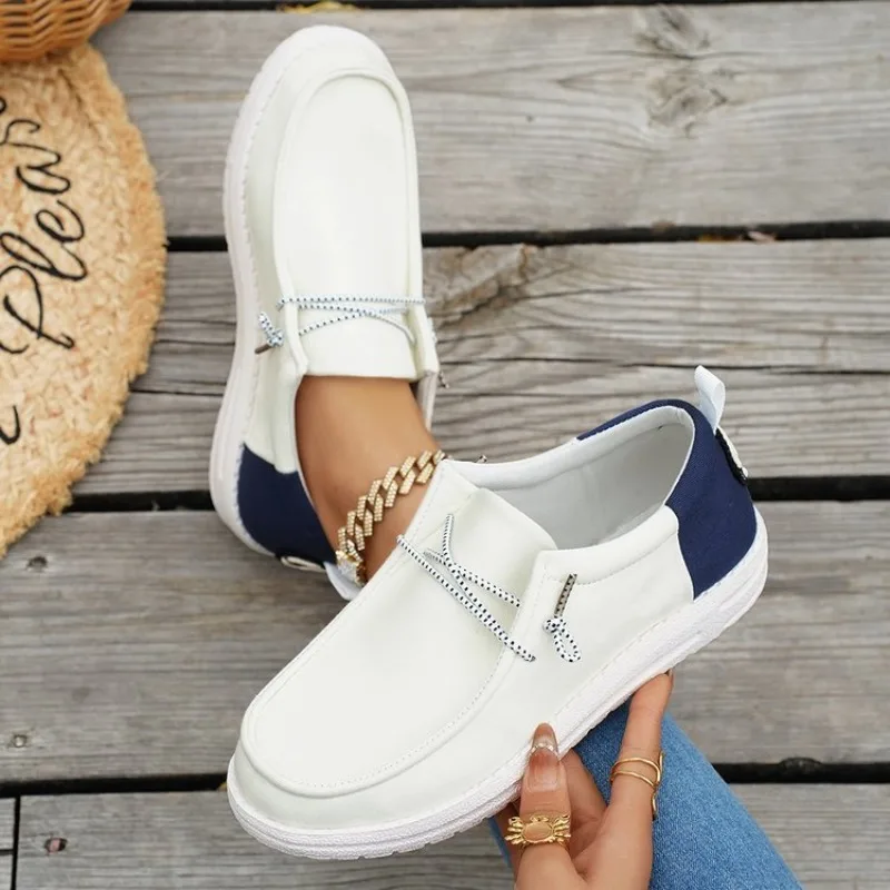 Mocassins en toile pour femmes, chaussures plates décontractées à enfiler, confortables et légères, pour la marche et le voyage, nouvelle collection 2026