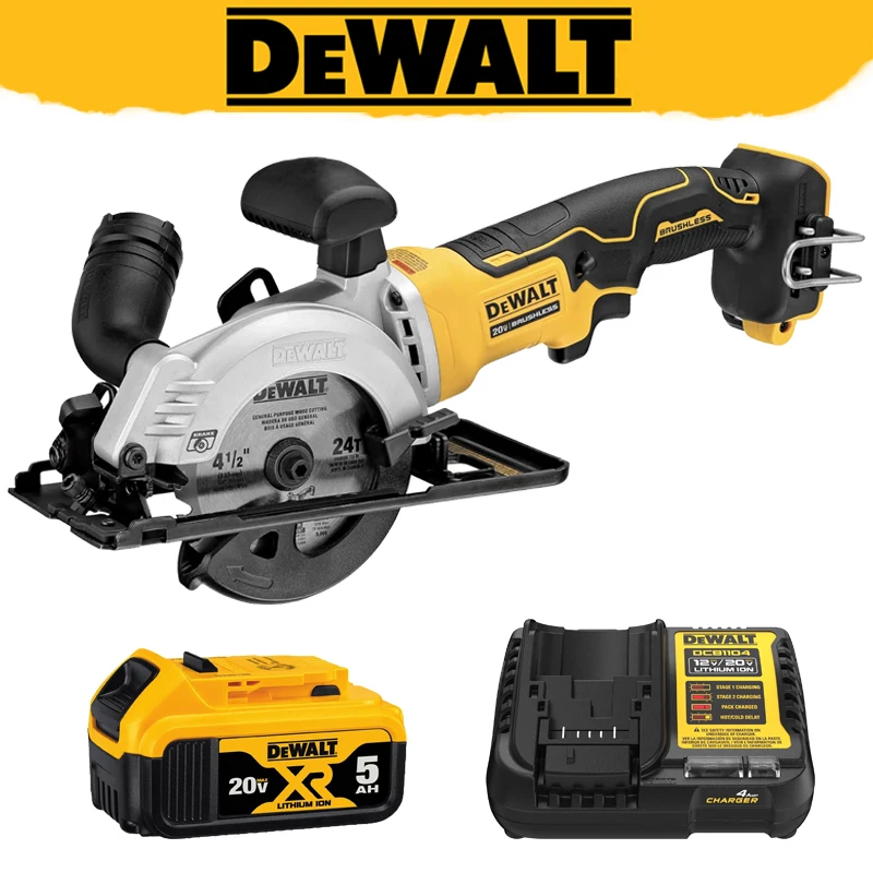 

DEWALT DCS571 20V MAX Circular Saw 4-1/2-Inch Brushless Cordless Quick Cutting Chainsaw Power Tool 4AH 5AH Battery Charger Set