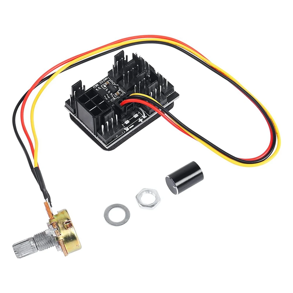 3 Pin 4 Pin Fan Adapter PWM PC Chassis Cooling Fan Hub Governor 8 Way Splitter 12V Speed Controller with 6Pin Power Port