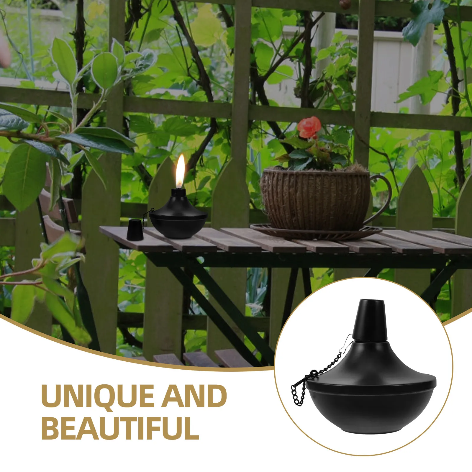 Tabletop Torch Flame Lamp Stainless Steel Refillable Lantern Tiki Table Torch Yard Decor Patio Lighting Oil Burner